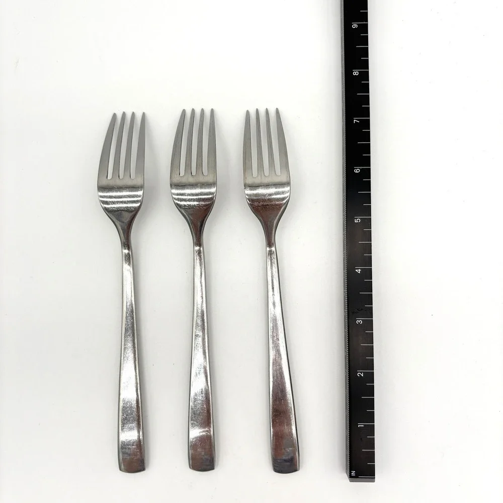 Hammered Texture Stainless Steel Salad Forks Set Modern Minimalist Flatware 3pc